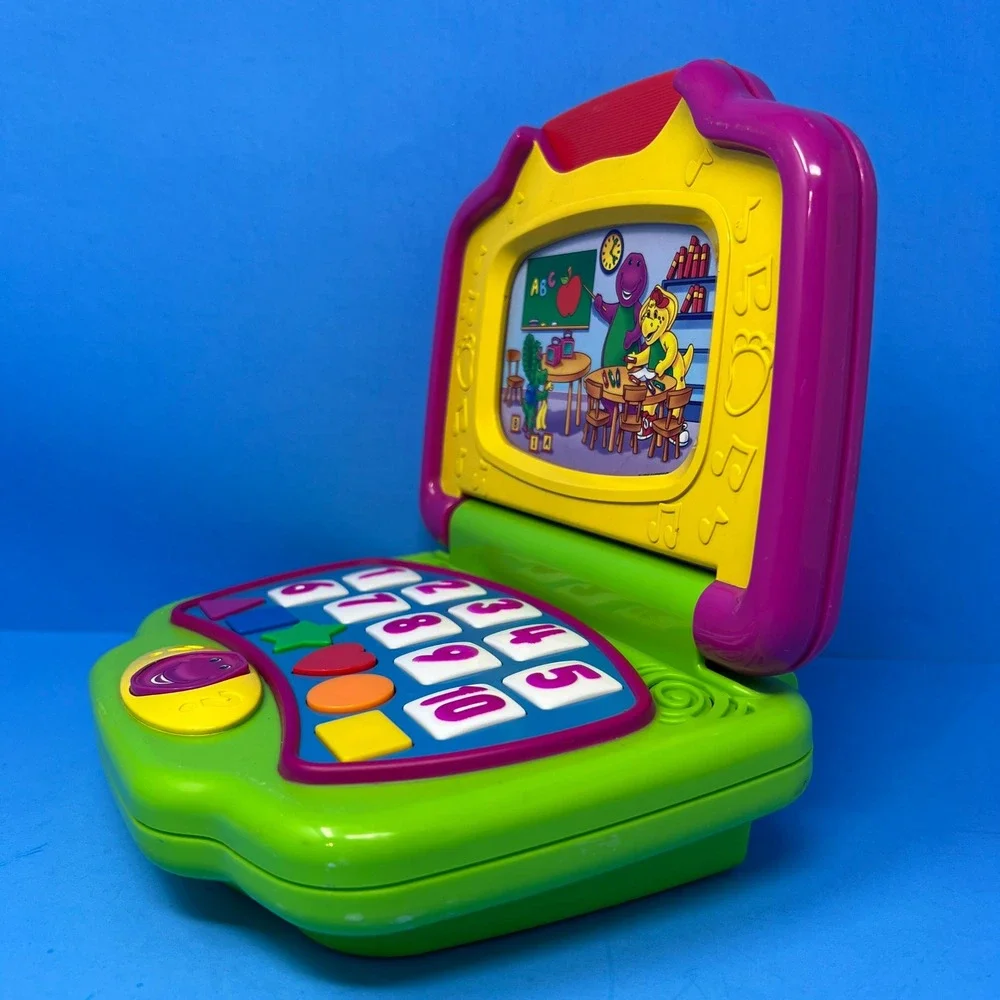 Barney Learning Laptop OS Multi Color Interactive Preschool Toy With 4 Cards